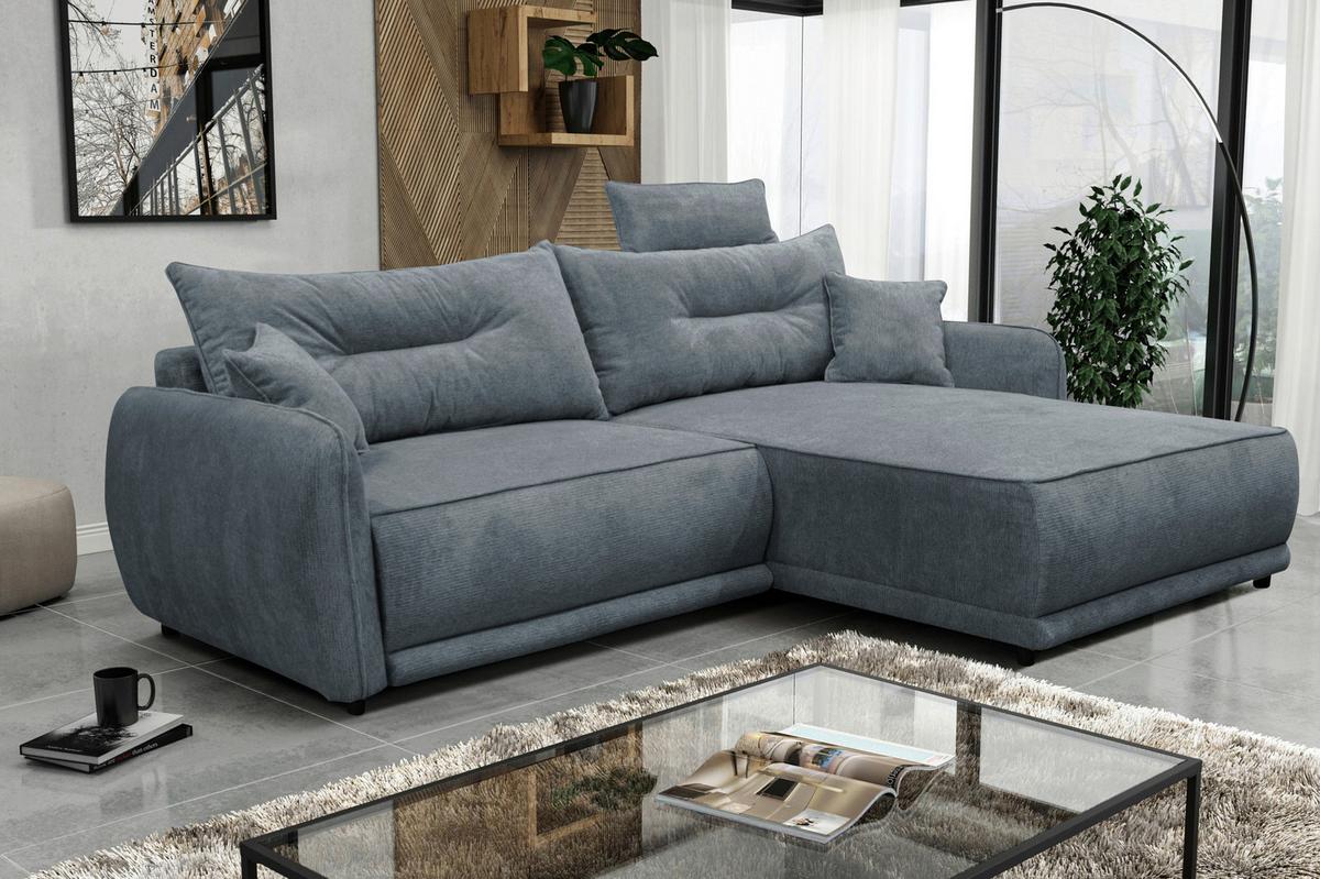 Ecksofa Fresh Blau 264x195 cm - Blau/Beige, Design, Textil (264/195cm) - MID.YOU
