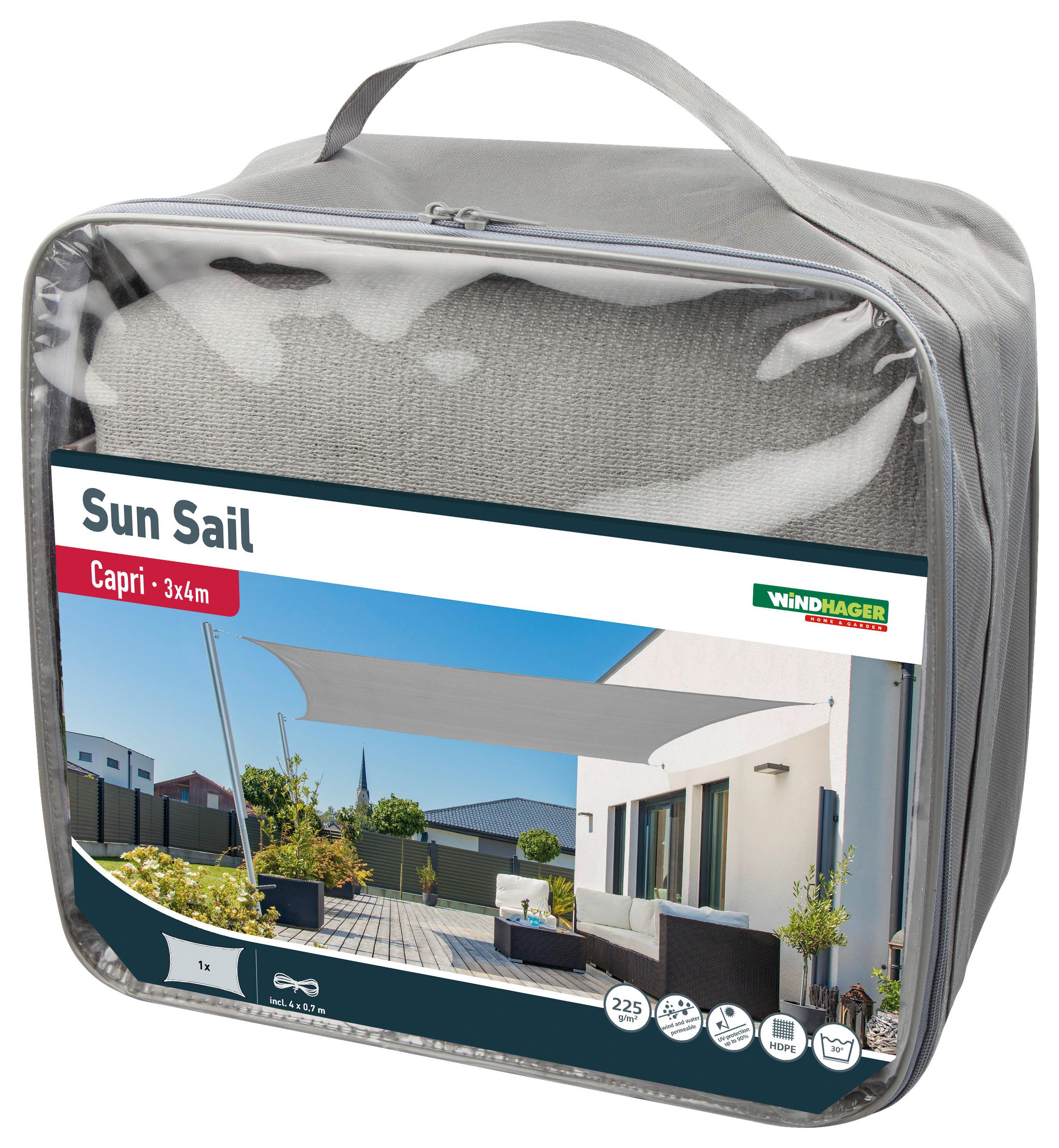 Sonnensegel Rechteck 3x4 M - Grau, Basics (300/400cm)