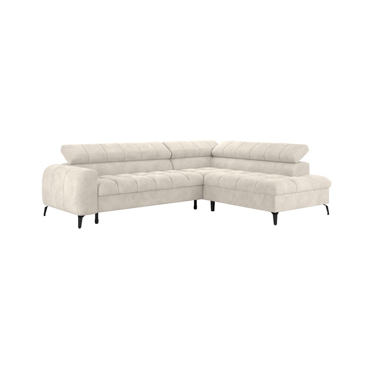 Ecksofa Volf Rechts New Cremefarben, S: 261x203 cm - Creme/Schwarz, Trend, Kunststoff/Textil (261/203cm)