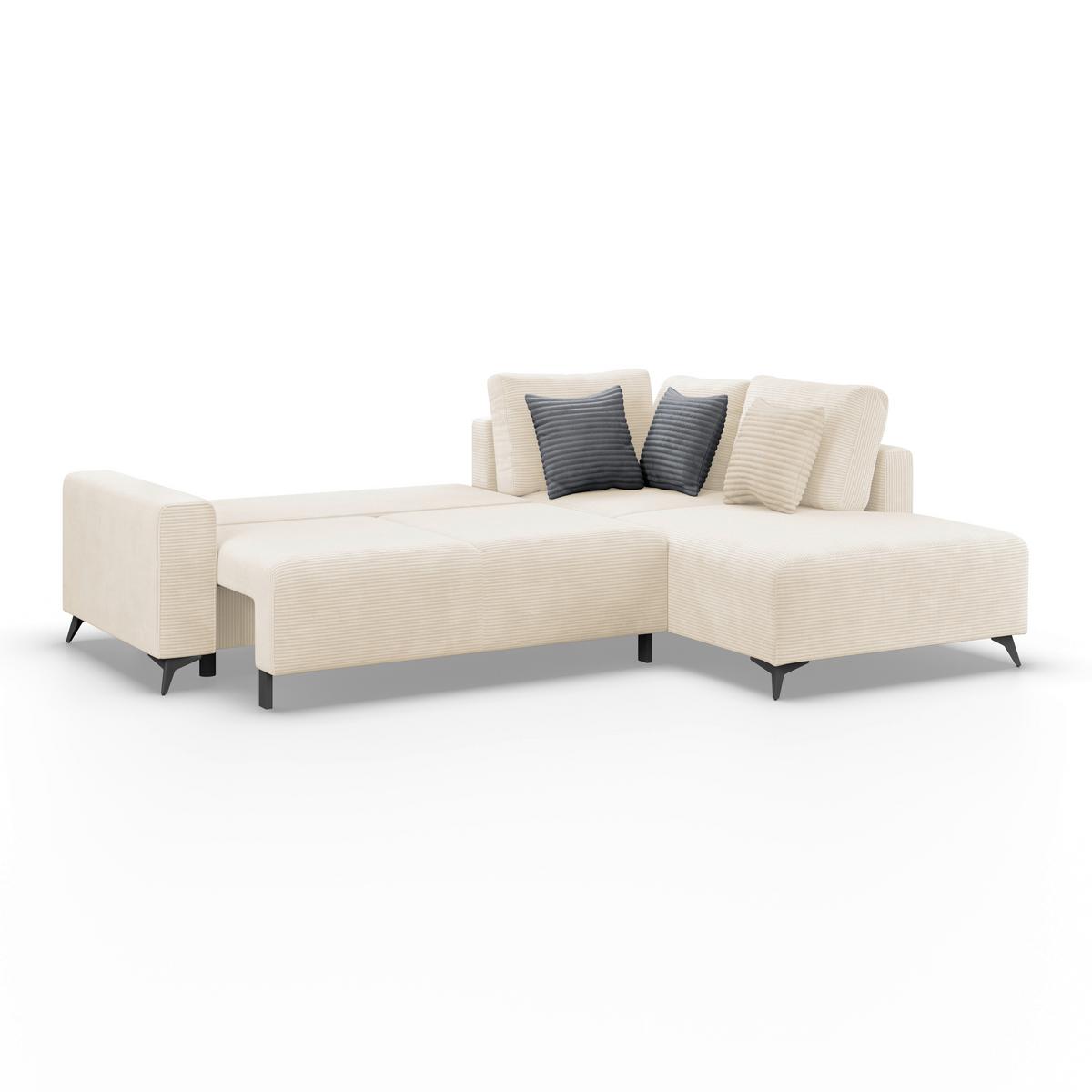 Ecksofa mit Schlaffunktion Viktor Creme Cord 270x212 cm - Beige/Creme, MODERN, Textil (270/212cm)