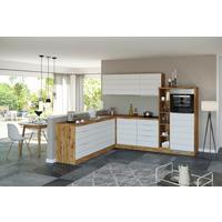 Eckküche Florenz Mit Geräten 240x270 Cm Weiß/eichefarben - Eiche Wotan/Weiß, Design, Holzwerkstoff (240/270cm) - Held