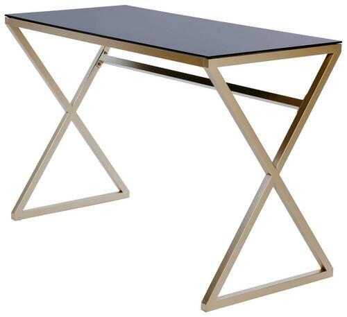 Schreibtisch B 50cm H 72cm Xtra Desk, Schwarz - Goldfarben/Schwarz, MODERN, Glas/Metall (110/50/72cm) - Livetastic