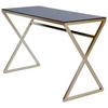 Schreibtisch B 50cm H 72cm Xtra Desk, Schwarz - Goldfarben/Schwarz, MODERN, Glas/Metall (110/50/72cm) - Livetastic
