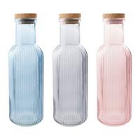 Univerzálna fľaša 1L MARY - modrá/sivá, Modern, drevo/sklo (8.7/27.8cm)