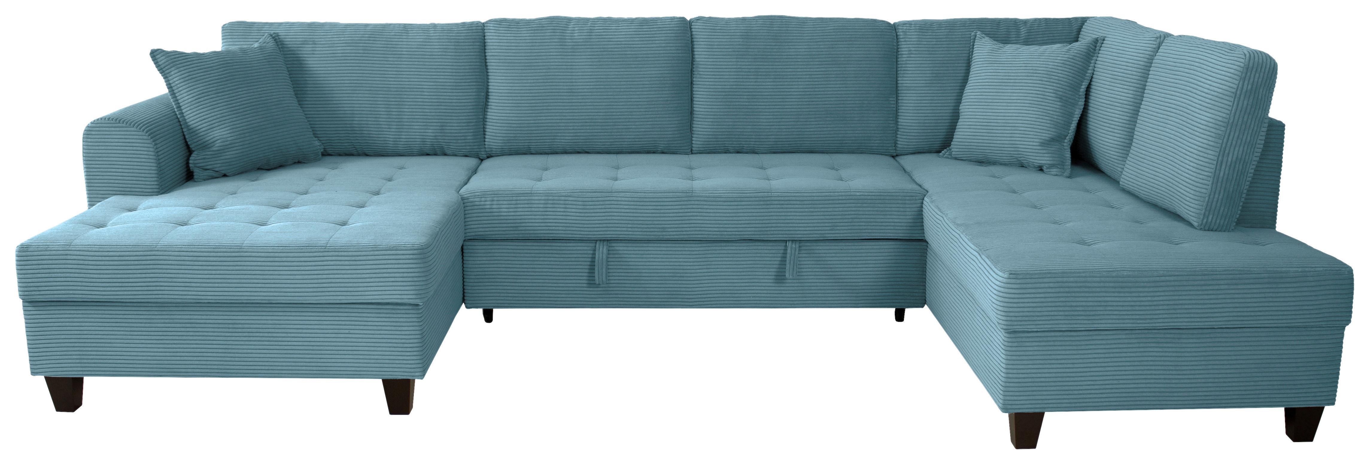 Wohnlandschaft Moritz Hellblau U-Form:155x324x178 Cm