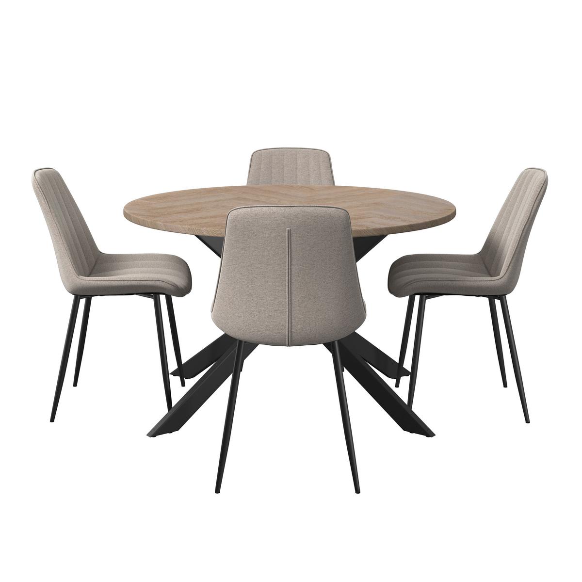 Jídelní set Eolona, 120cm - černá/krémová, Moderní, kov/kompozitní dřevo (120/76/120cm) - Bessagi Home