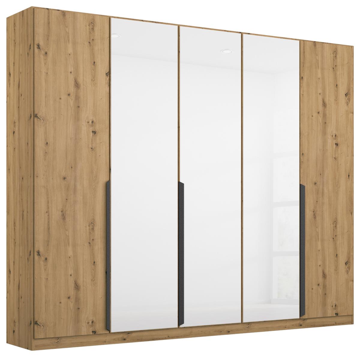 Drehtürenschrank Artemis 225 Cm Weiß/eiche Dekor - Weiß/Eiche Artisan, MODERN, Glas/Holzwerkstoff (225/210/54cm) - Rauch Möbel