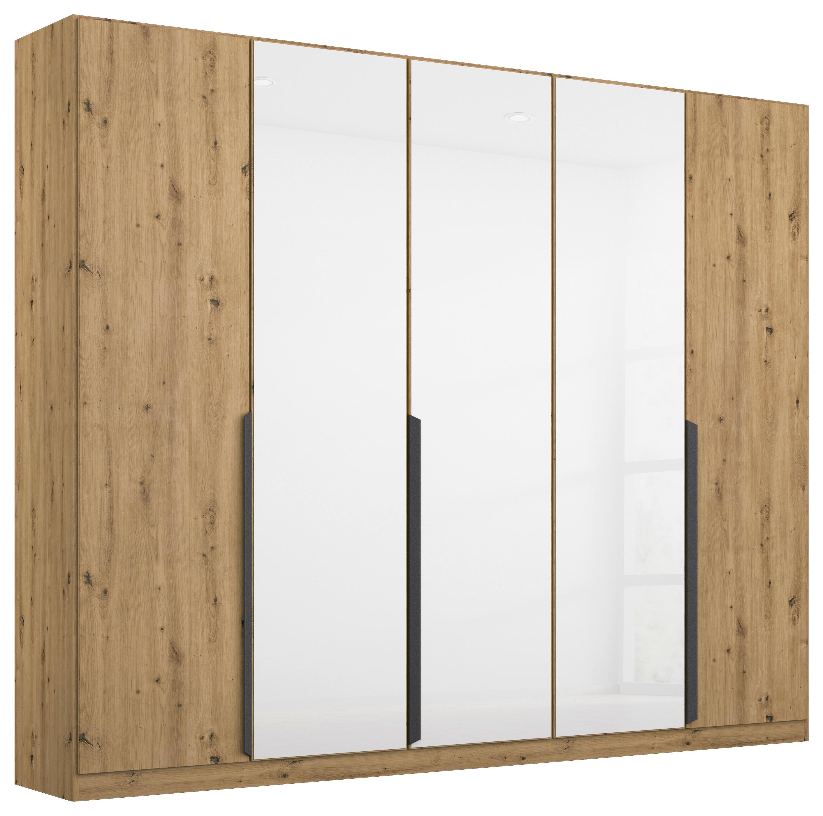 Drehtürenschrank Artemis 225 cm Weiß/Eiche Dekor