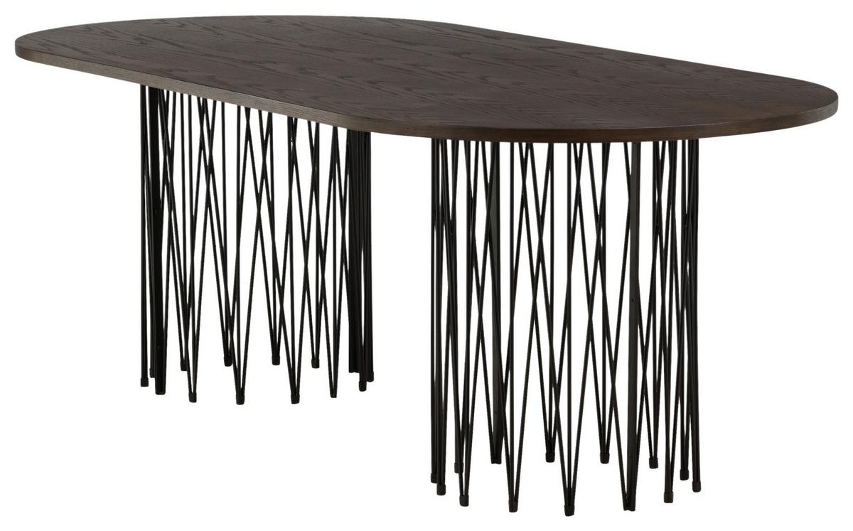 Esstisch Stone - Dunkelbraun/Schwarz, Design, Holz/Metall (220/100/74cm) - Livetastic