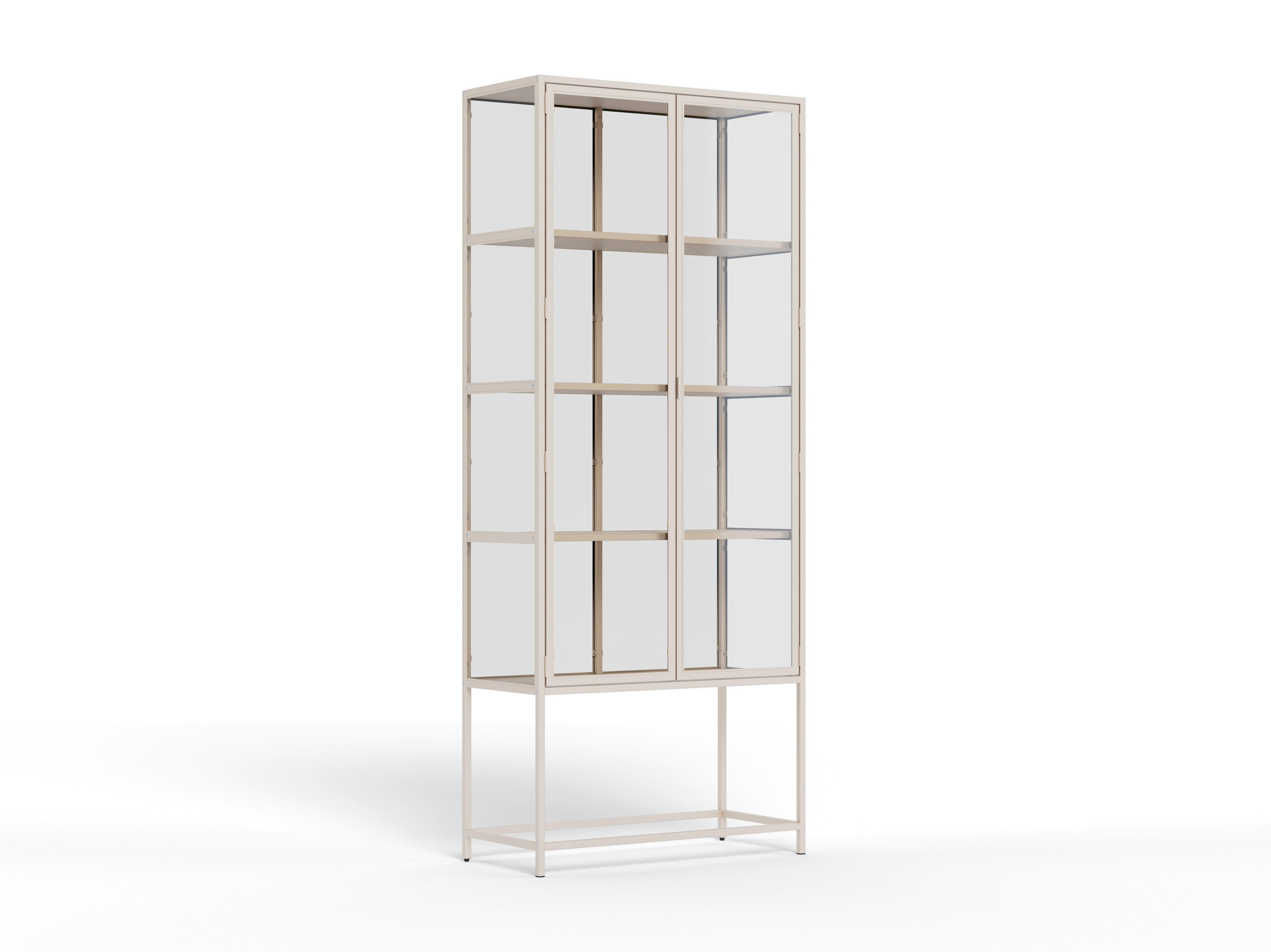VITRÍNA SEAFORD - číra/sivá, Design, kov/kompozitné drevo (77/185,6/35cm) - MID.YOU