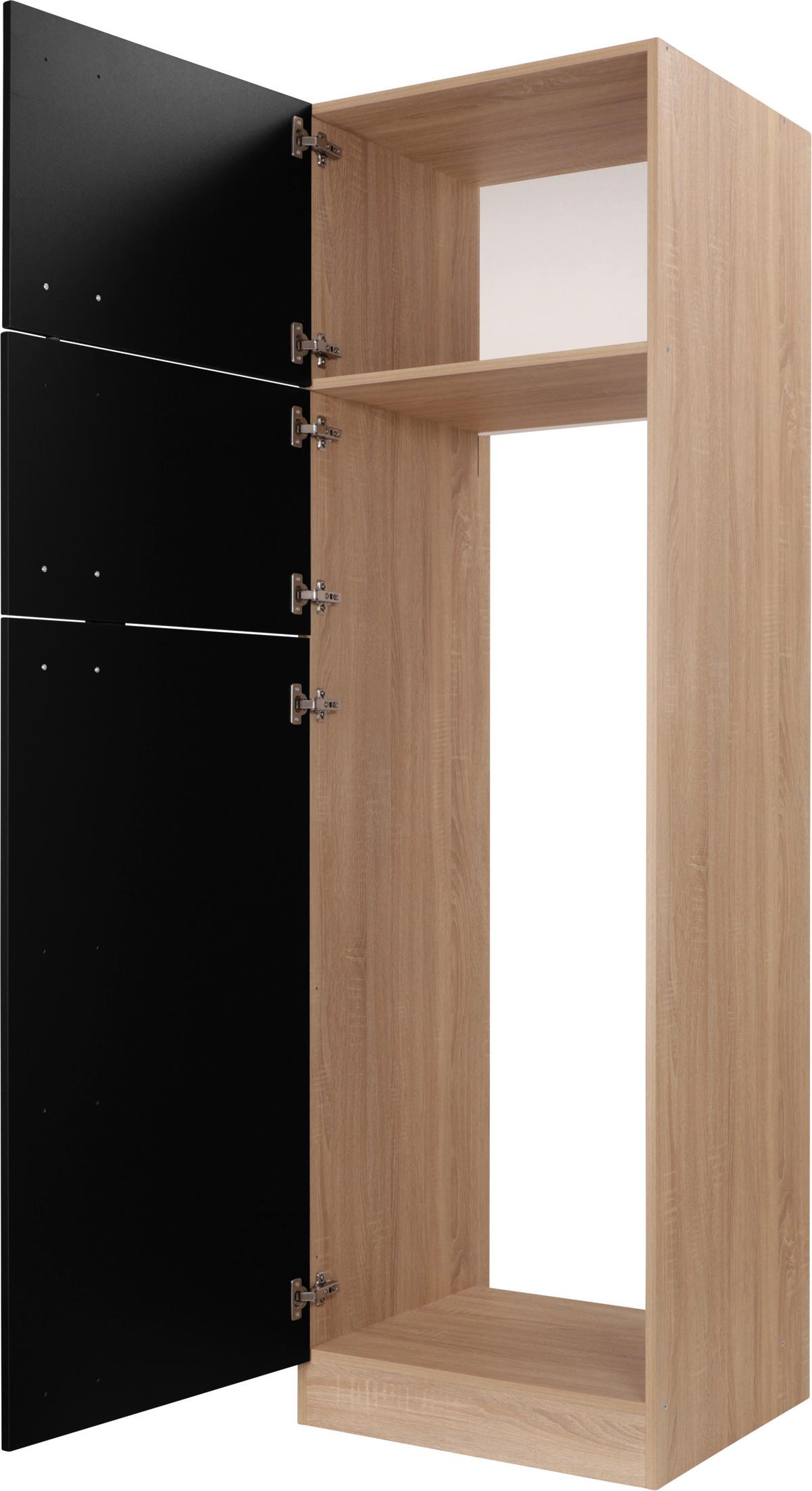 Geräteumbauschrank Merle Schwarz, Eiche Dekor B: 60 cm - Eichefarben/Schwarz, Basics, Holzwerkstoff (60/200/60cm) - Respekta