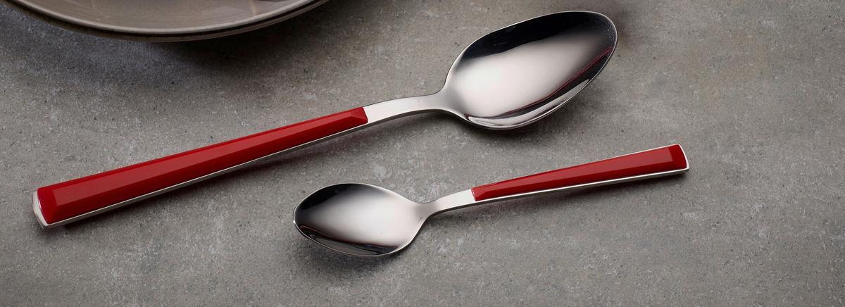Besteckset 16-Teilig für 3 Personen - Rot/Silberfarben, Basics, Metall - Echtwerk