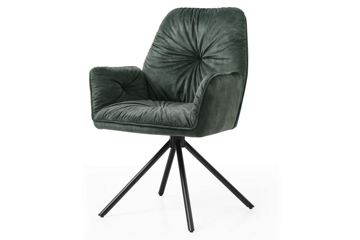 Armlehnstuhl Dunkelgrün B: 61 Cm - Dunkelgrün/Schwarz, MODERN, Textil/Metall (61/90/59cm) - Livetastic