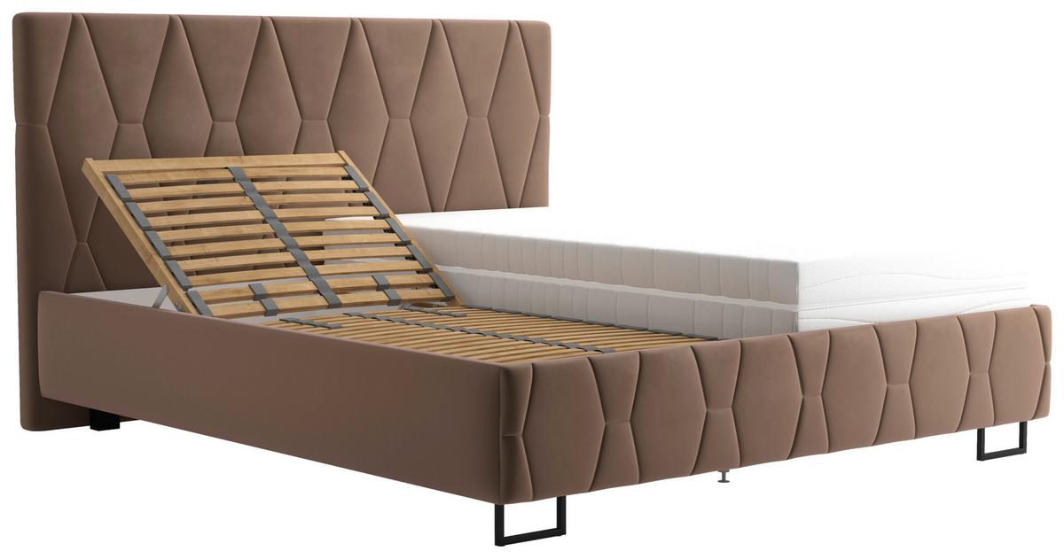 Čalúnená posteľ ATESSA 160x200 cm, sivohnedá - sivohnedá/taupe, Modern, drevo/textil (160/200cm)