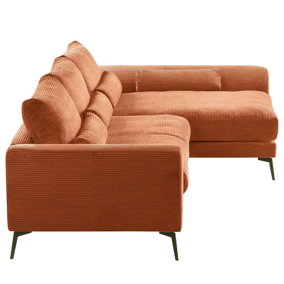 Ecksofa Berlin Cord Kupferfarben 313x172 cm - Schwarz/Kupferfarben, Design, Textil (313/172cm) - P & B
