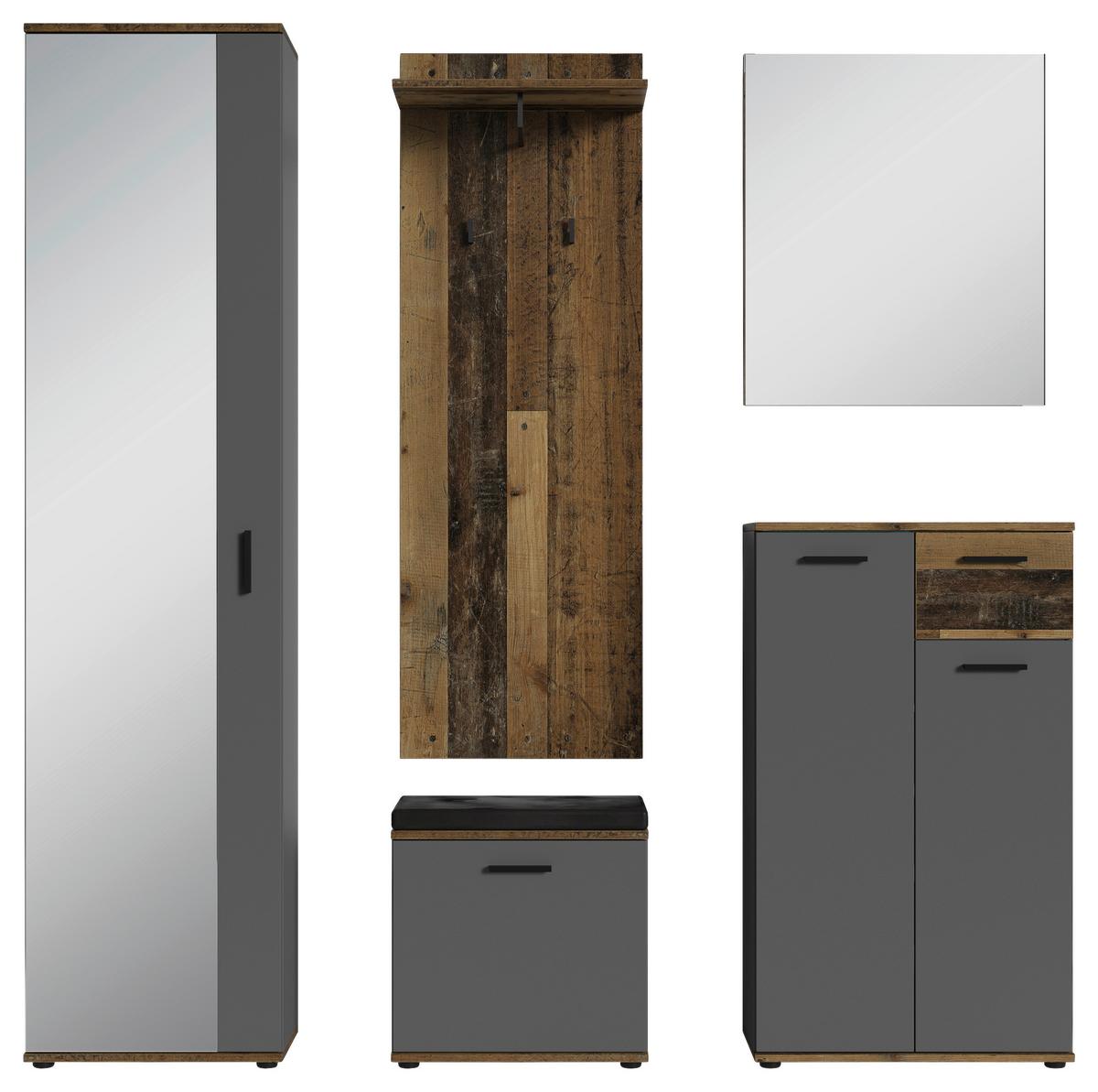Garderobenbank Jakob Anthrazit/alteiche B: 48,5 Cm - Alteiche/Anthrazit, LIFESTYLE, Holzwerkstoff (48,5/49/30cm) - MID.YOU