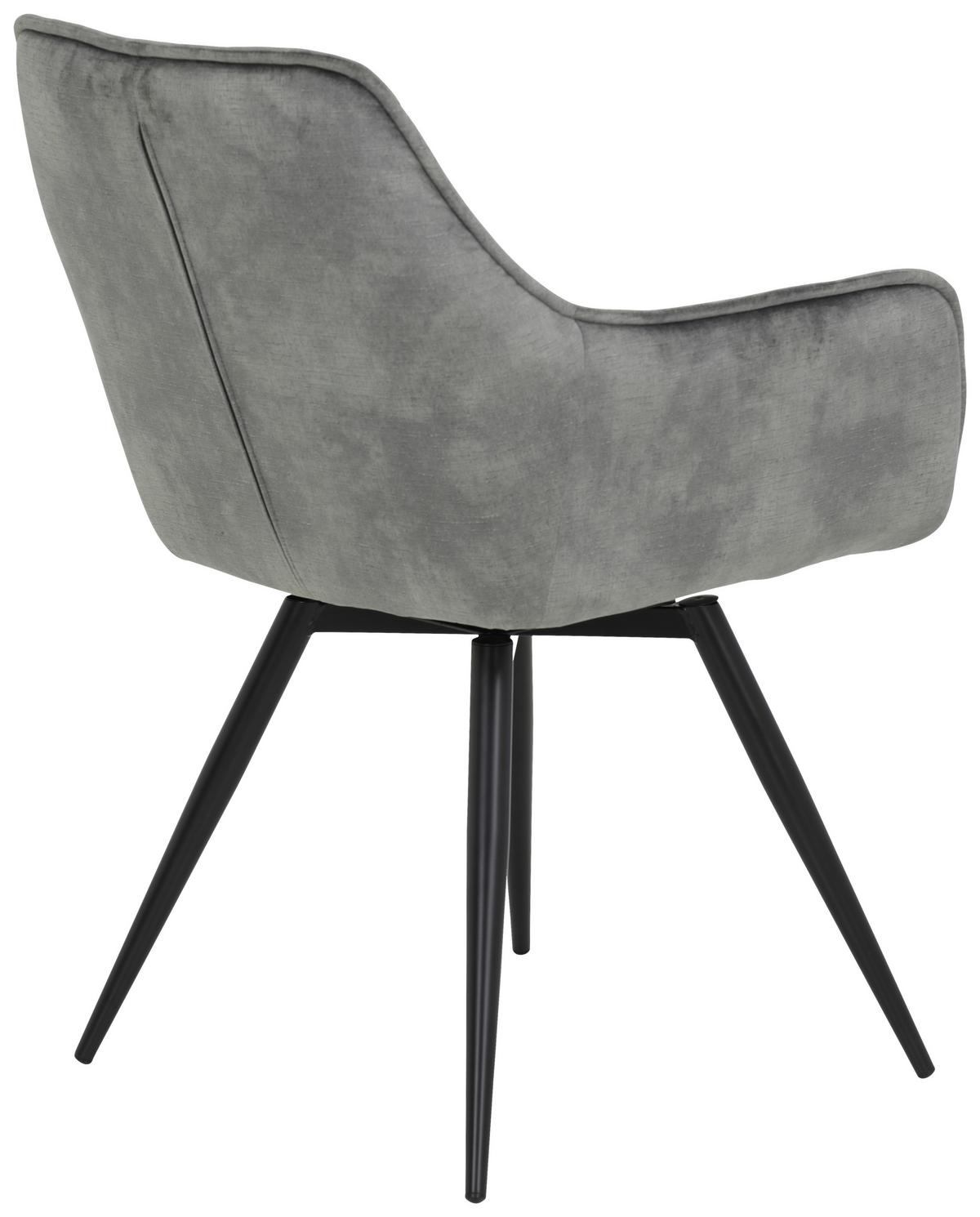 Armlehnstuhl Florentina Grau 2er-Set - Schwarz/Grau, MODERN, Textil/Metall (56/82/63cm) - MID.YOU
