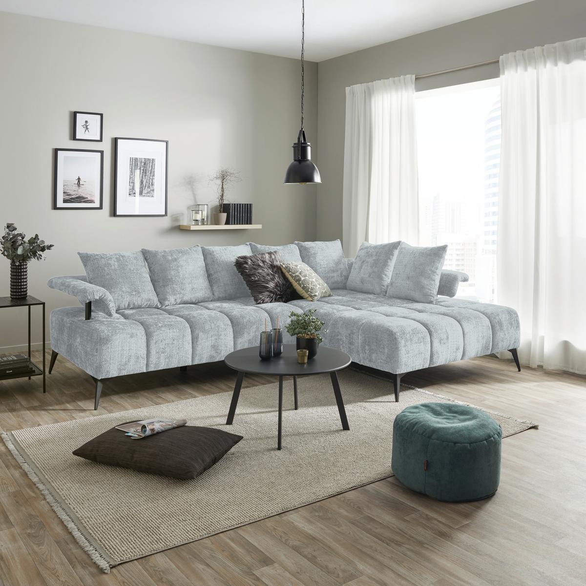 Sedacia súprava VANESSA NEW potrebná š. dverí 90 cm, pravá - čierna/svetlosivá, Modern, kov/textil (297/200cm)