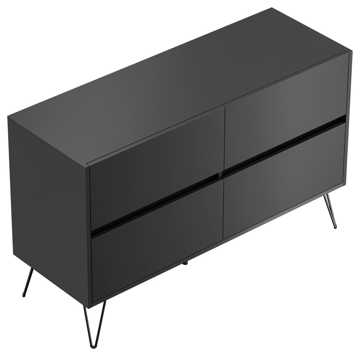 Sideboard Posseik Industrial Graphitfarben B: 119 cm - Schwarz/Graphitfarben, Design, Holzwerkstoff (119/75/42cm) - MID.YOU