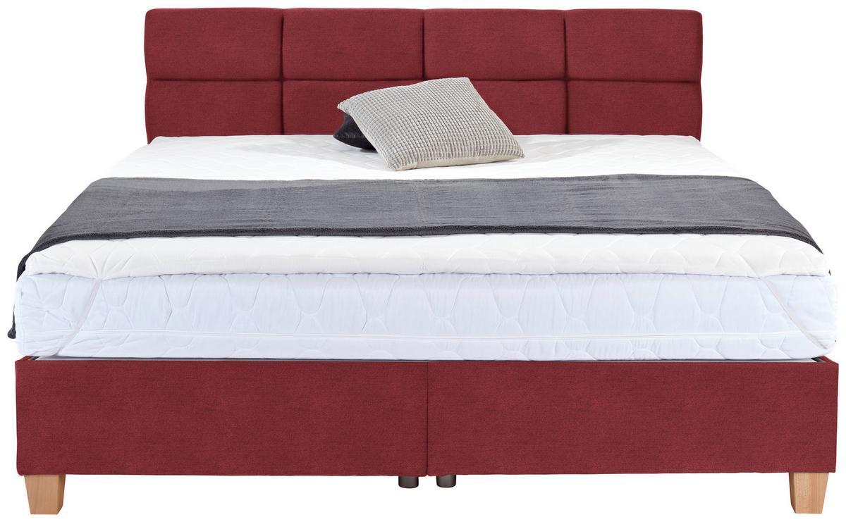 Polsterbett Mit Bettkasten 180x200 Bellagio Kirschrot - Buchefarben/Kirschrot, KONVENTIONELL, Holz/Textil (180/200cm)