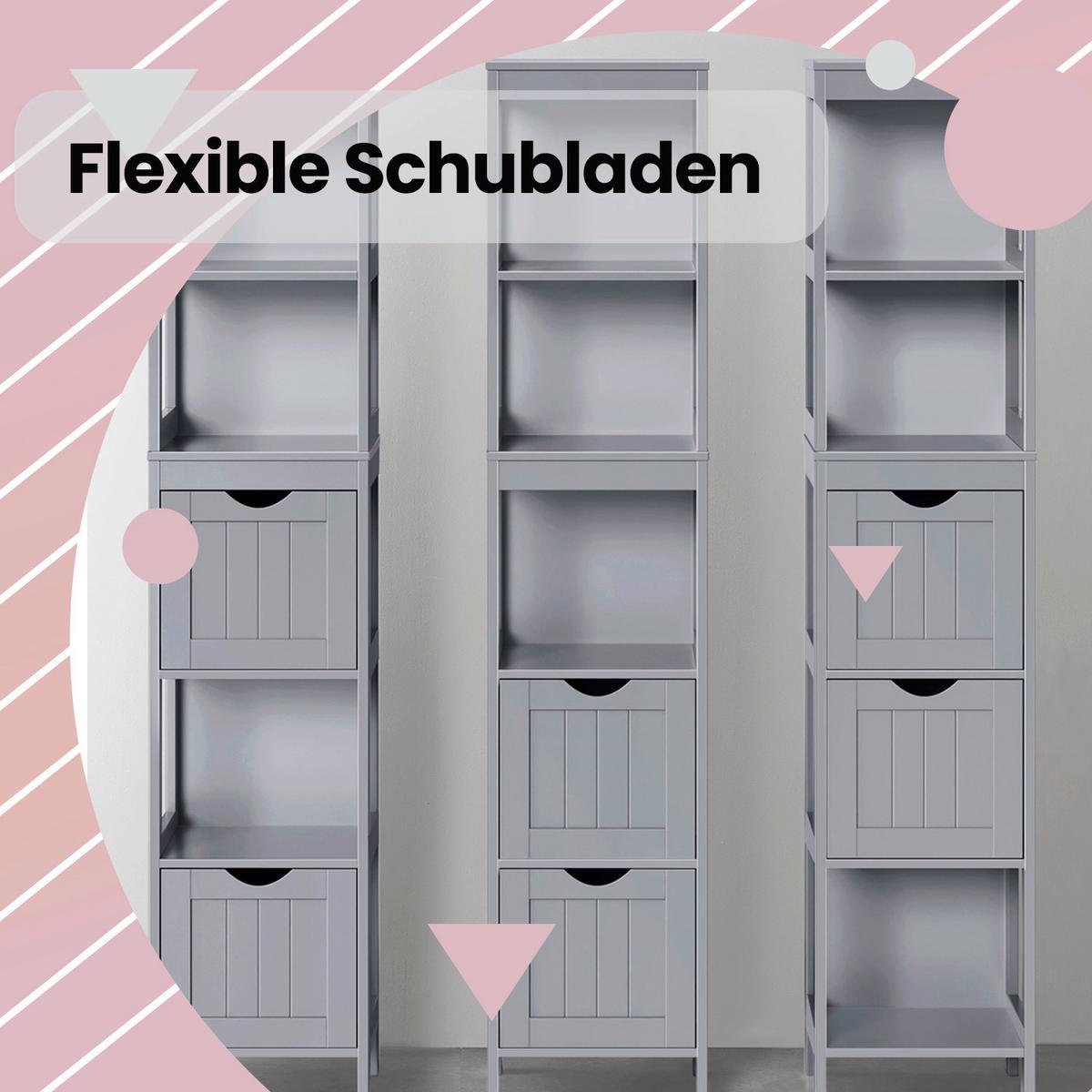 Midischrank Bathroom Cabinet - Grau, MODERN, Holzwerkstoff (30/141,5/30cm) - MID.YOU