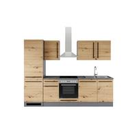 Küchenzeile Jazz mit Geräten 280 cm Anthrazit/Eiche - Anthrazit/Eiche Artisan, LIFESTYLE, Holzwerkstoff (280cm) - P & B