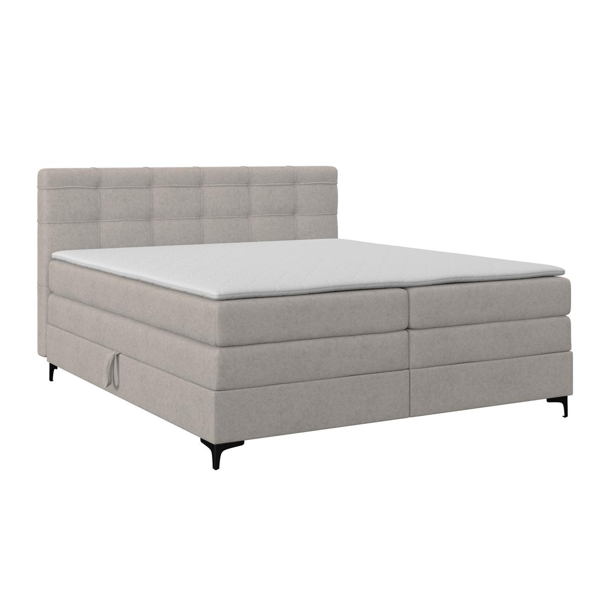 Boxspringbett MITTO Lavagrau 160x200 cm - Lavagrau/Schwarz, KONVENTIONELL, Textil/Metall (160/200cm)