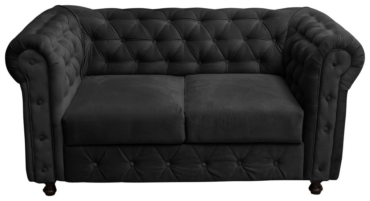Chesterfield-Sofa Cardiff 168 - Wengefarben/Anthrazit, Basics, Textil (168/80/90cm) - P & B