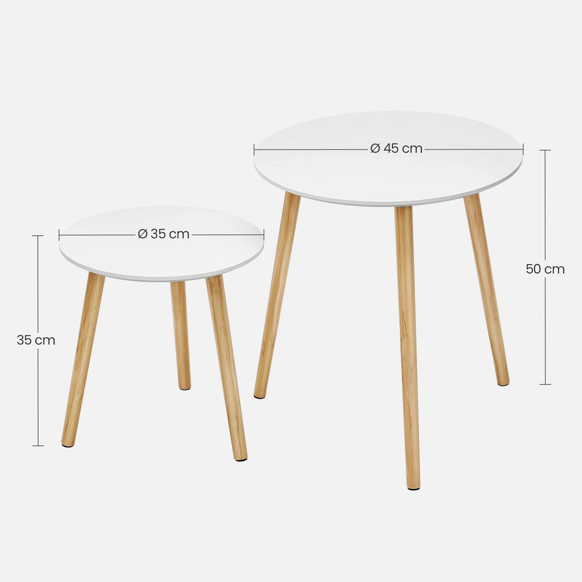 Beistelltisch 2-teiliges Set Weiß, Kieferfarben - Naturfarben/Weiß, Trend, Holz/Holzwerkstoff (35-45/35-45/35-50cm) - Boxxx