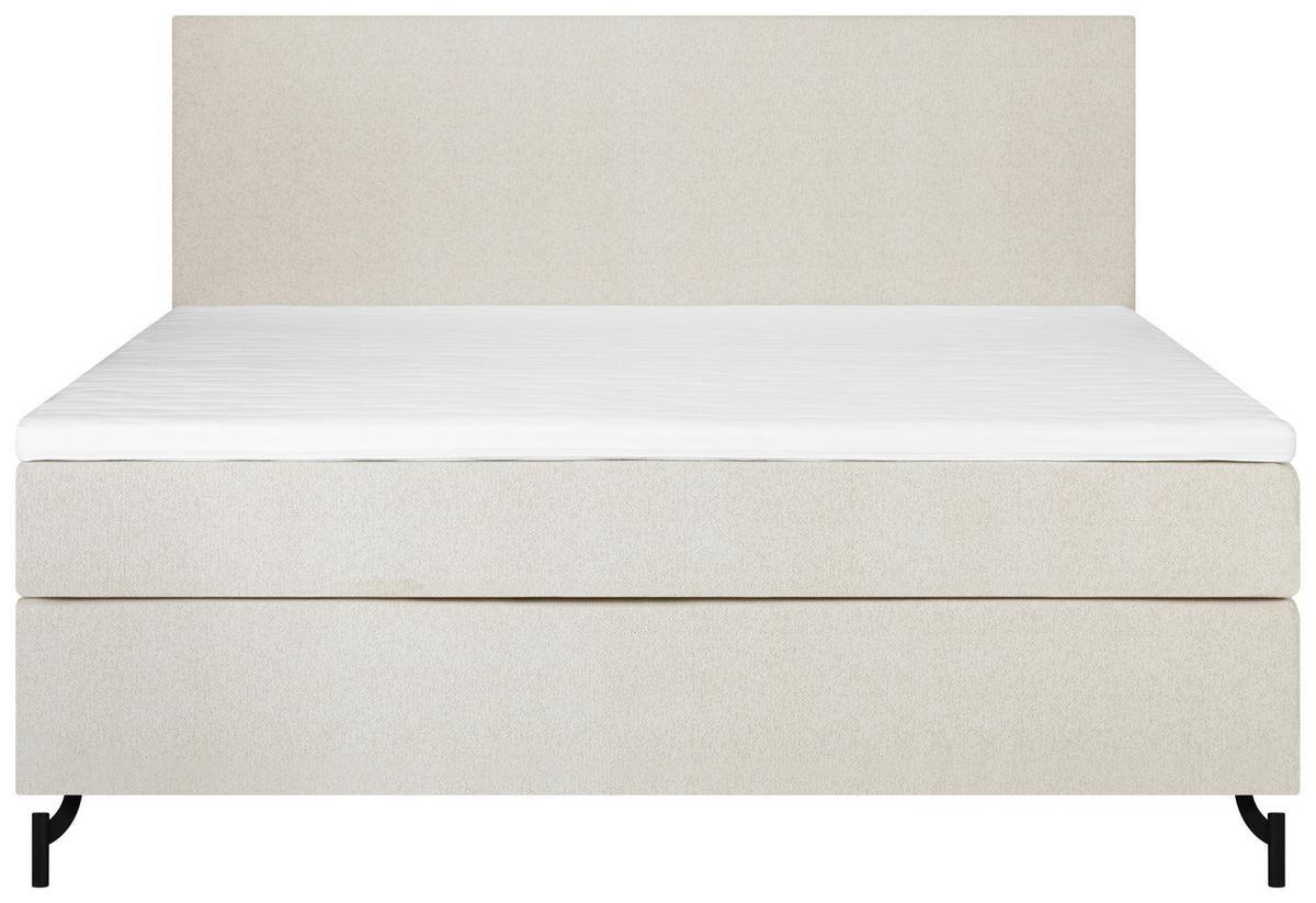 Boxspringbett mit Topper 140x200 cm Linz, Creme - Creme/Schwarz, MODERN, Textil (140/200cm) - MID.YOU