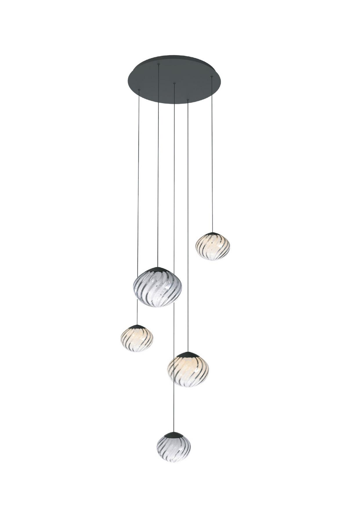 ZÁVESNÉ LED SVIETIDLO PANTOJA - číra/čierna, Design, kov/sklo (68/180cm)