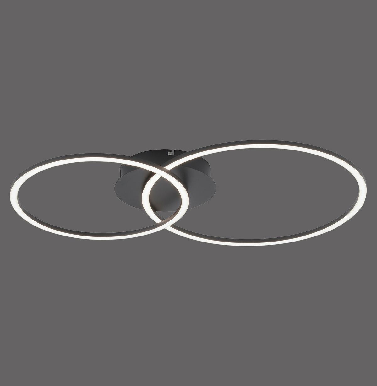 LED-Deckenleuchte Ivanka L: 70 cm dimmbar und Schwenkbar - Schwarz, Design, Kunststoff/Metall (70/44/6,8cm)