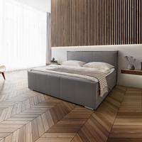 Postel boxspring s toperem, 200x200 cm, šedá - šedá/barvy chromu, Moderní, kov/dřevo (200/200cm) - Bessagi Home