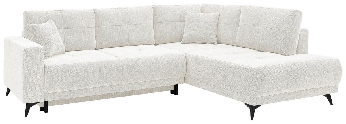 Rohová sedačka TEXAS, pravá, krémová - čierna/krémová, Konventionell, drevo (259/92/203cm) - Based