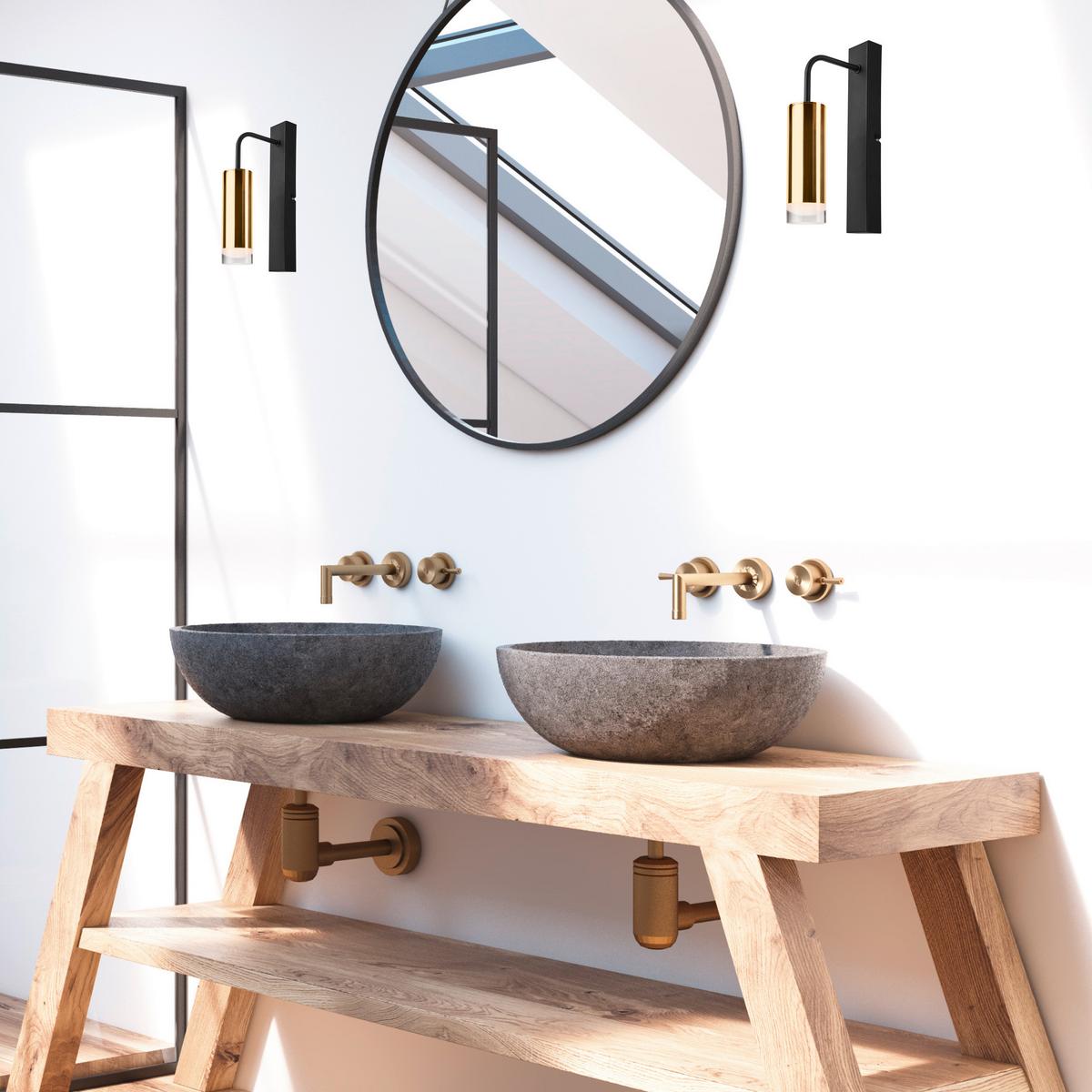 Wandleuchte 39657 Diego - Goldfarben, Design, Metall (32/32cm)