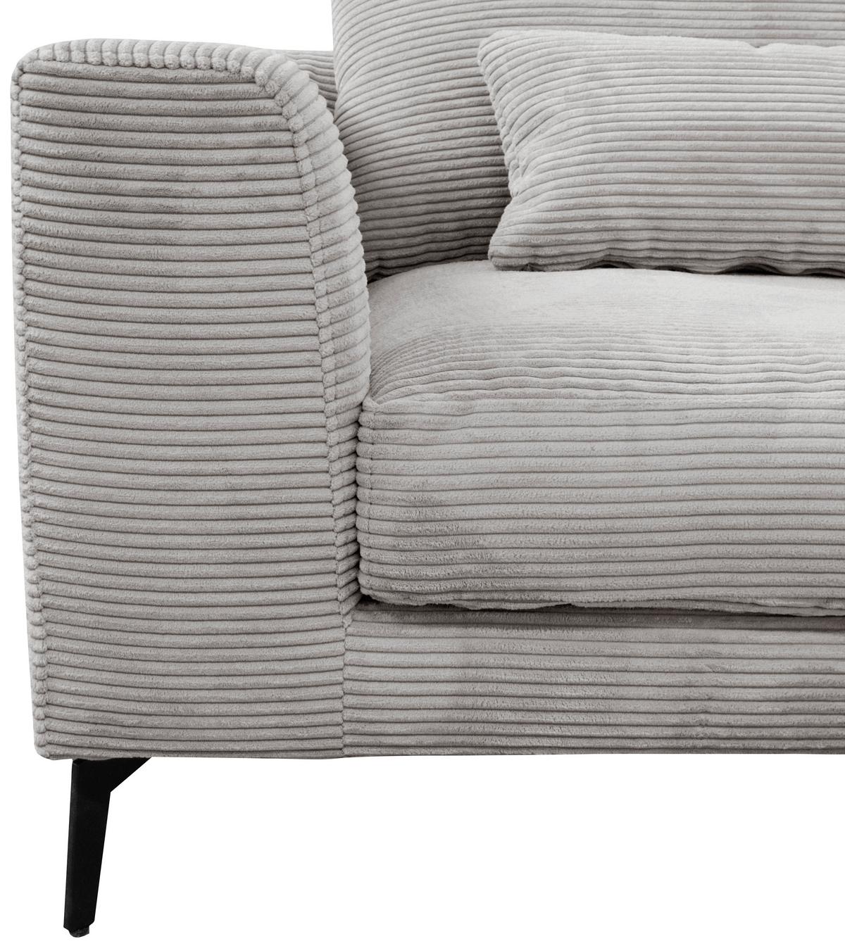 Ecksofa Berlin Cord Hellgrau 313x172 cm - Hellgrau/Schwarz, Design, Textil (313/172cm) - Livetastic