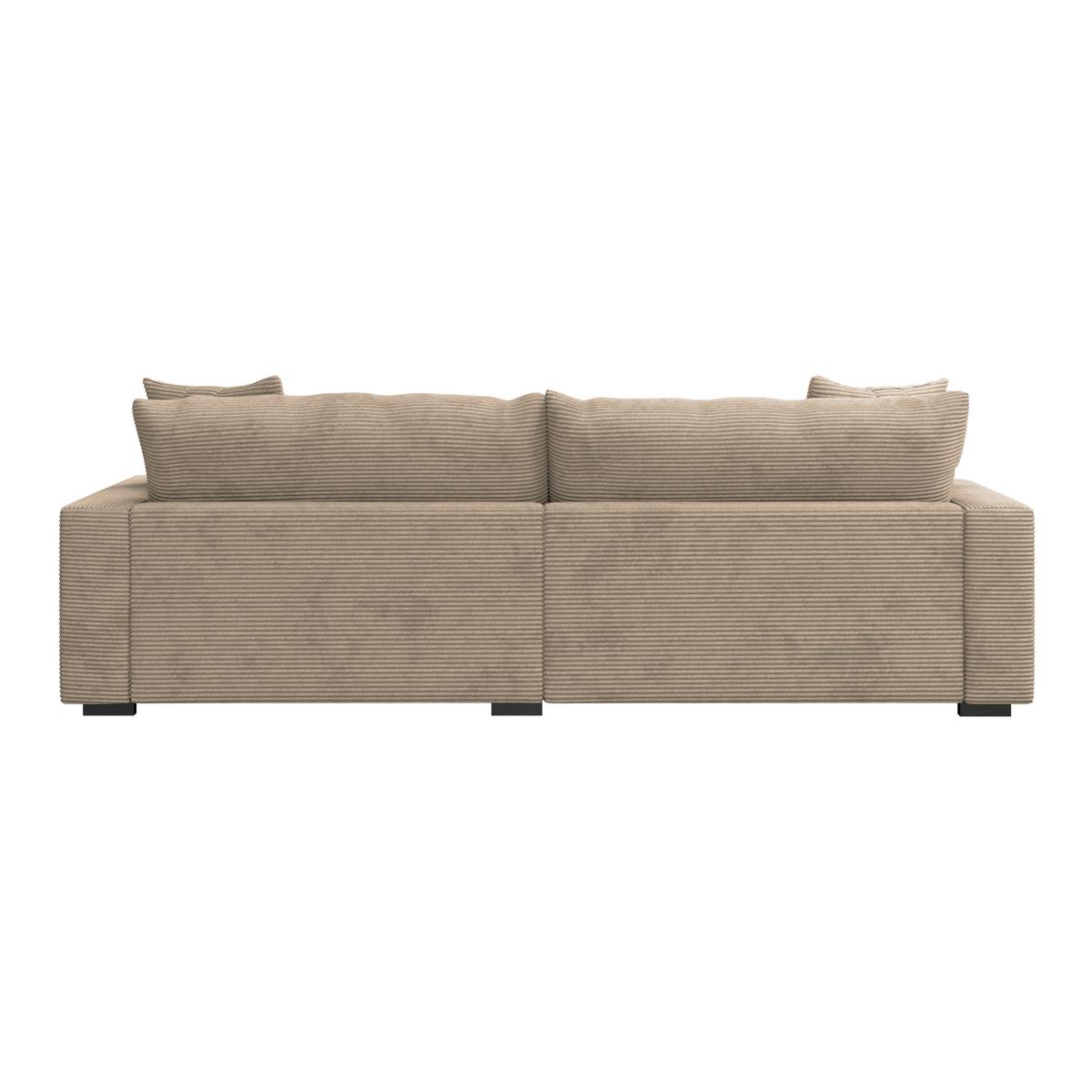 Ecksofa Pelle m. Kissen creme Cord 265x180cm - Creme/Schwarz, MODERN, Textil (265/180cm)