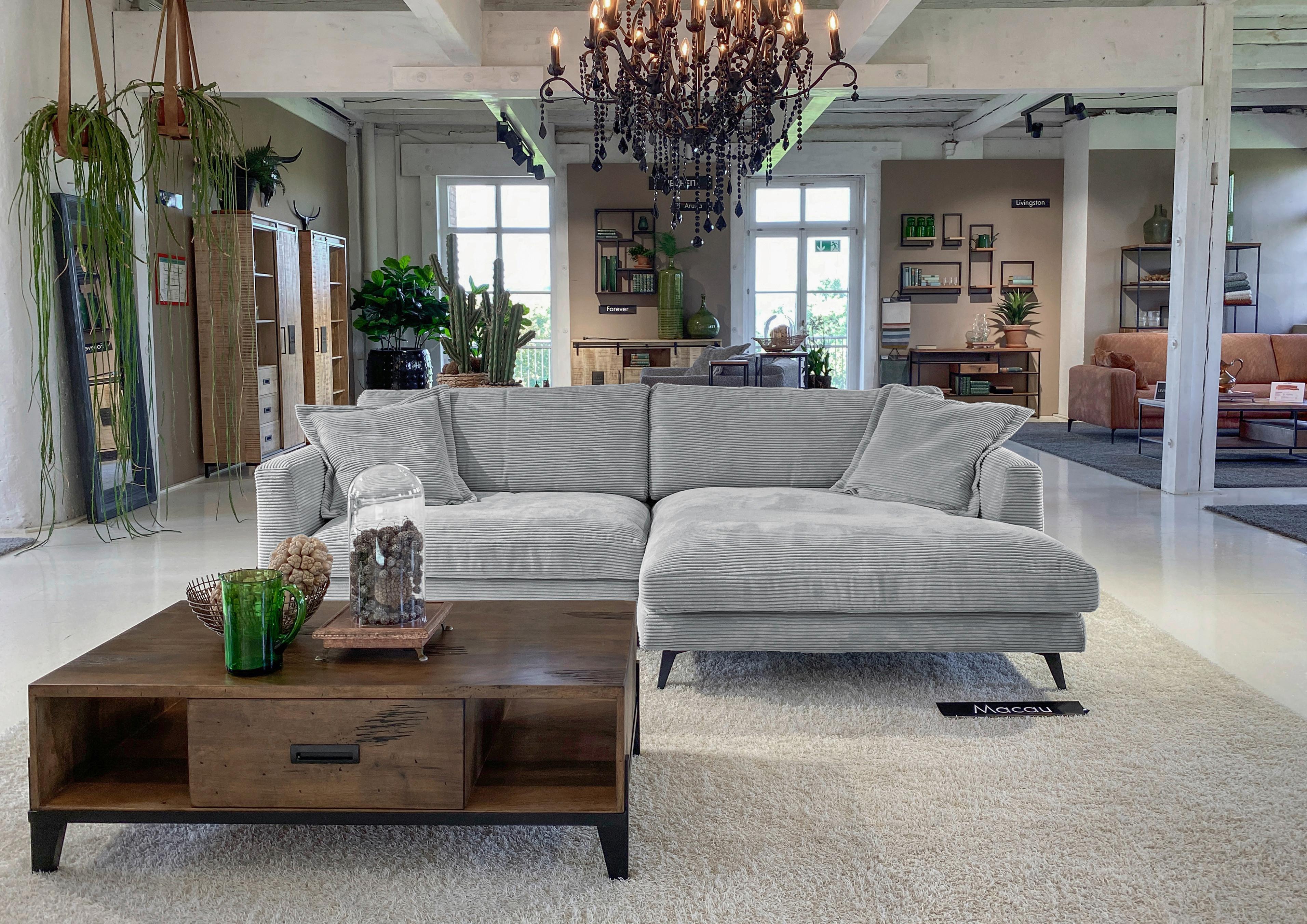 Ecksofa Macau, Hellgrau S: 270x140 cm - Hellgrau/Schwarz, LIFESTYLE, Textil (270/140cm) - Livetastic