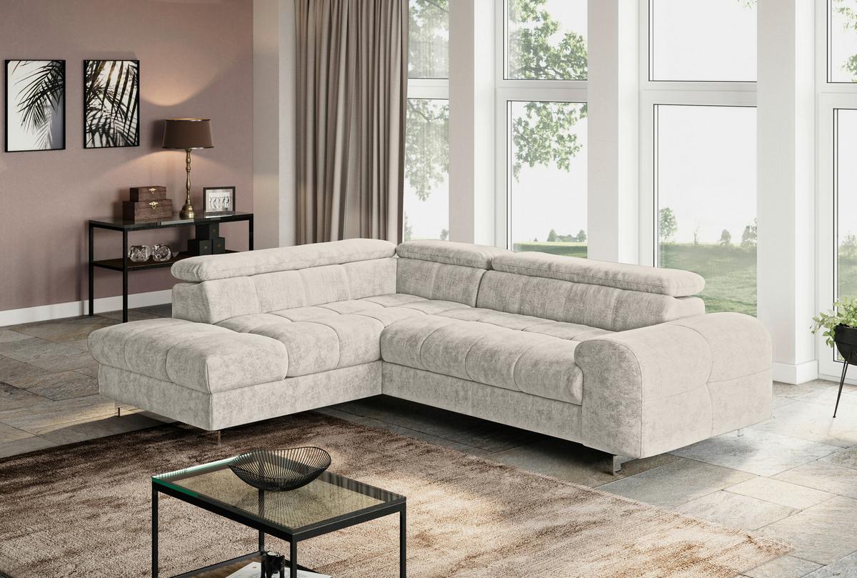 Ecksofa Mit Schlaffunktion Cloud + Grau - Chromfarben/Grau, KONVENTIONELL, Textil (206/257cm) - Livetastic