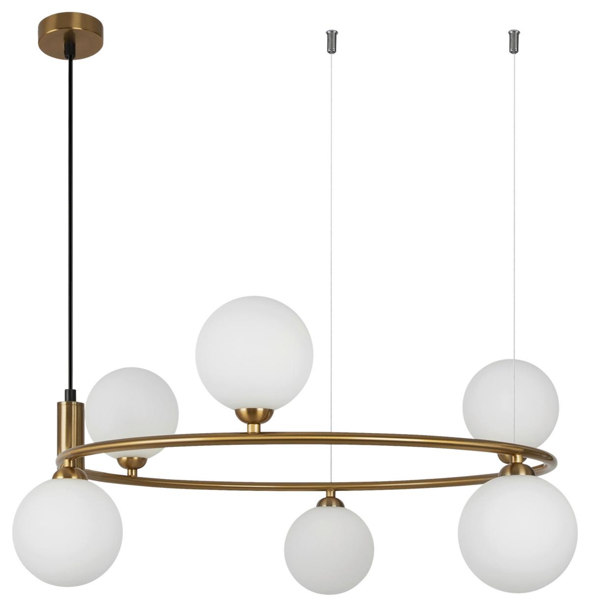 Pendelleuchte Ring - Messingfarben, Basics, Glas/Metall (58/28/65cm) - MAYTONI