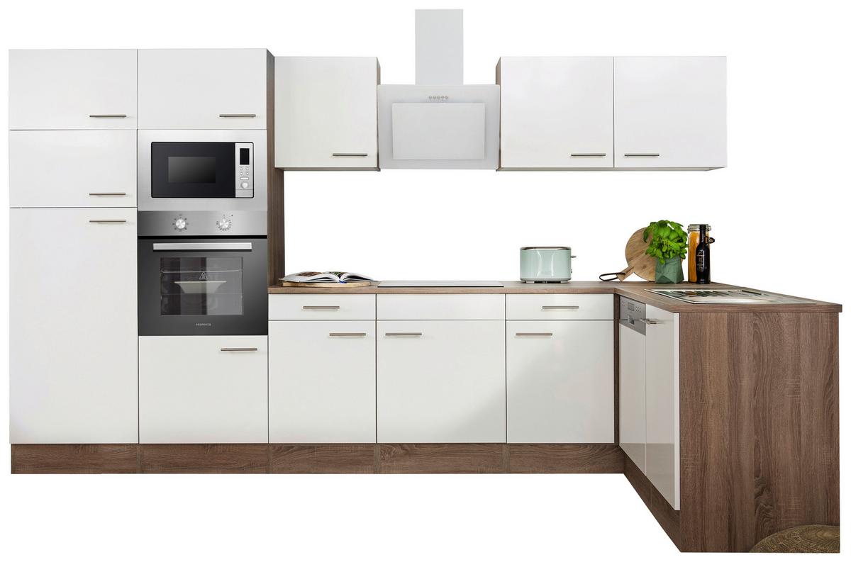 Eckküche Oliver L-Küchenblock 340 Cm - Eichefarben/Weiß, Basics, Holzwerkstoff (340/172cm) - Respekta
