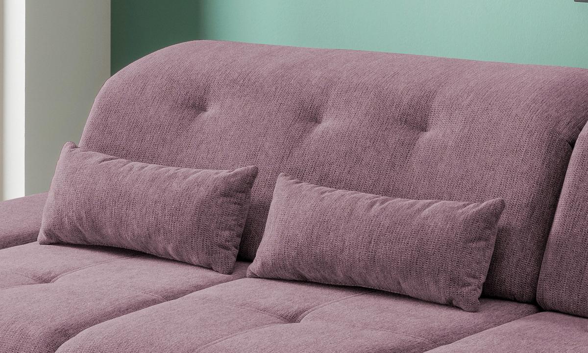 Ecksofa Mit Schlaffunktion Dalida Brombeere Chenille - Chromfarben/Brombeere, Design, Textil (300/196cm) - Livetastic