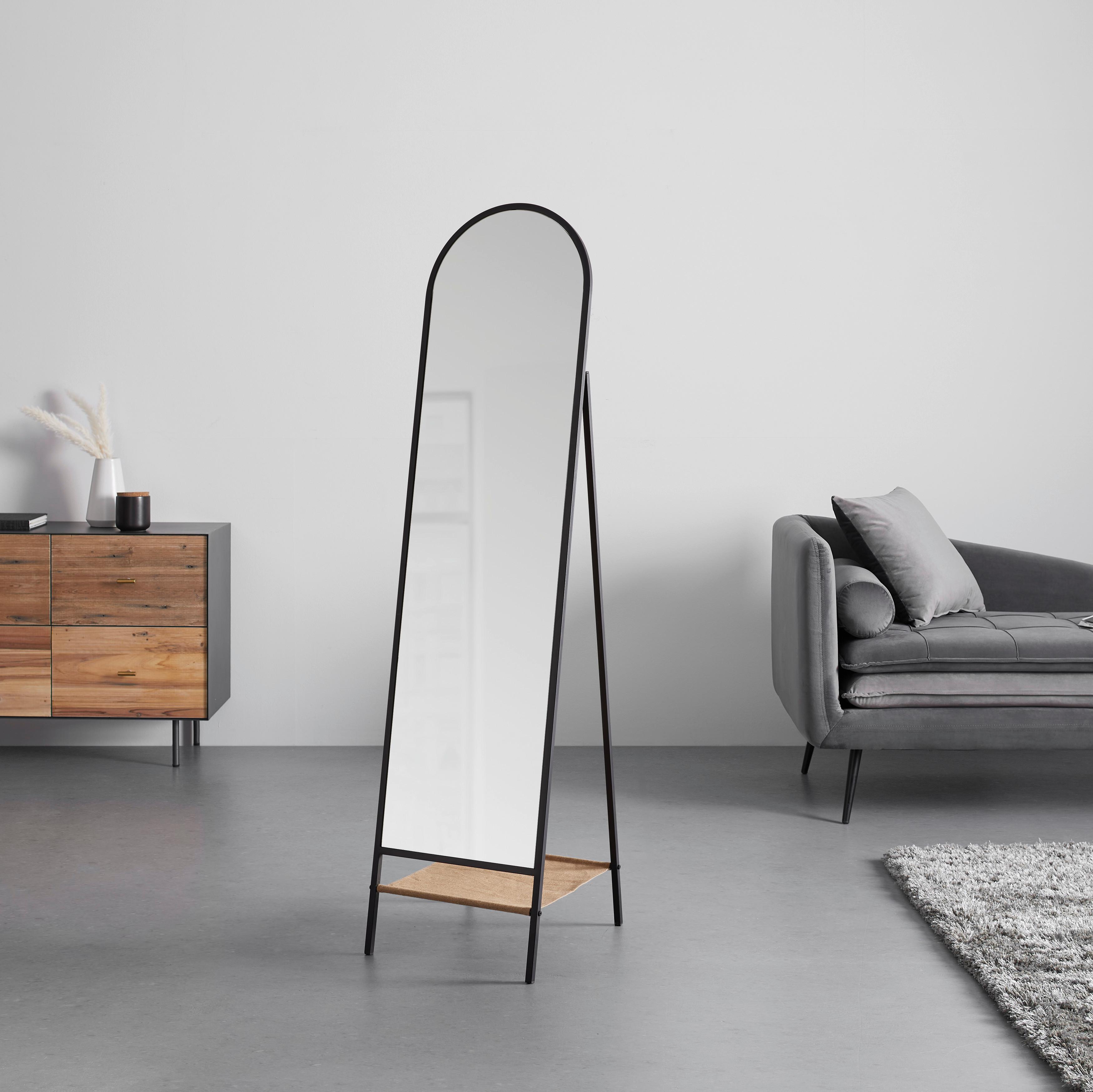 Zrcadlo MELINDA - černá/přírodní barvy, Moderní, kov/textil (42/170/41cm) - P & B