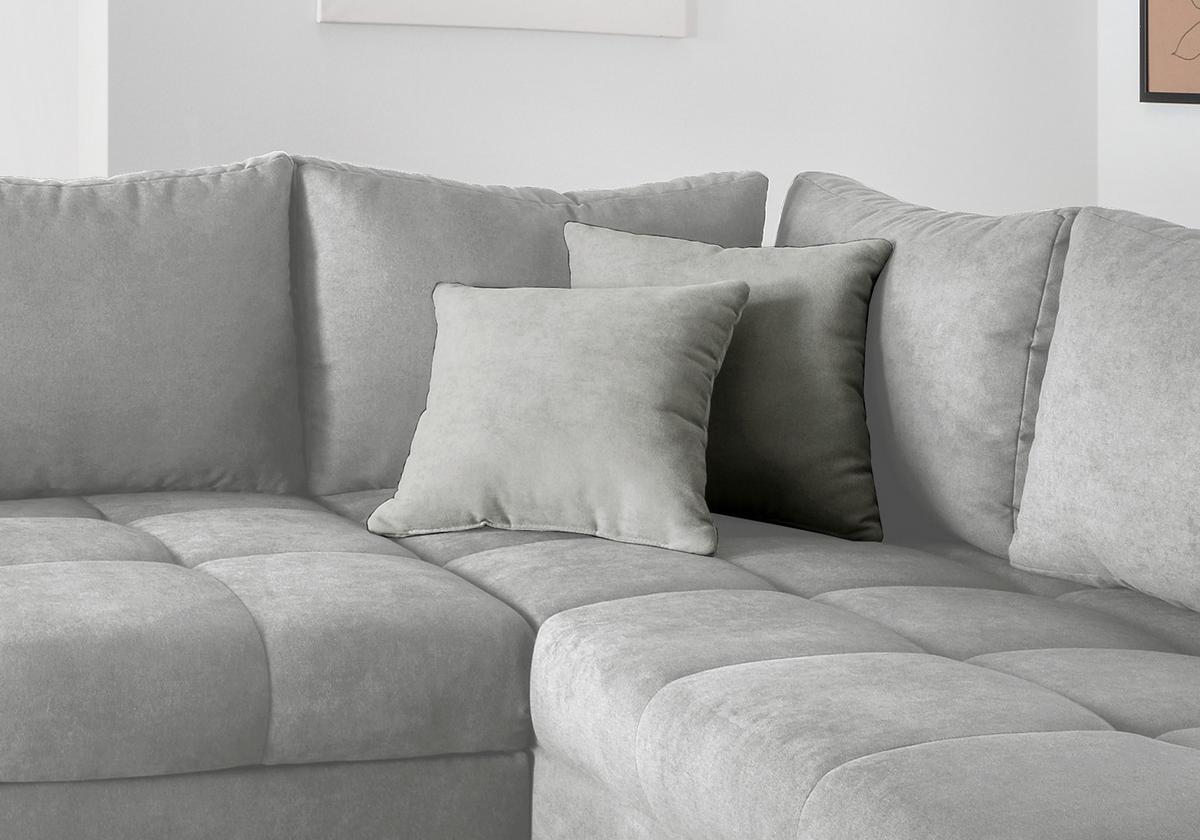 Eckschlafsofa Alvito Hellgrau S: 298/202 cm - Silberfarben/Hellgrau, Design, Textil (298/202cm) - MID.YOU