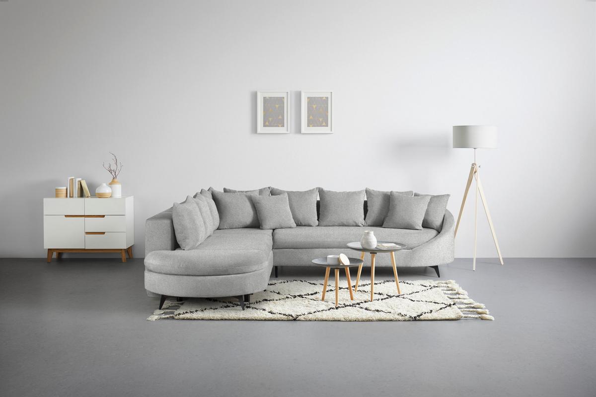 Rohová sedačka AXEL, levá, světle šedá tkanina - černá/světle šedá, Moderní, kov/textil (250/291cm) - Mömax