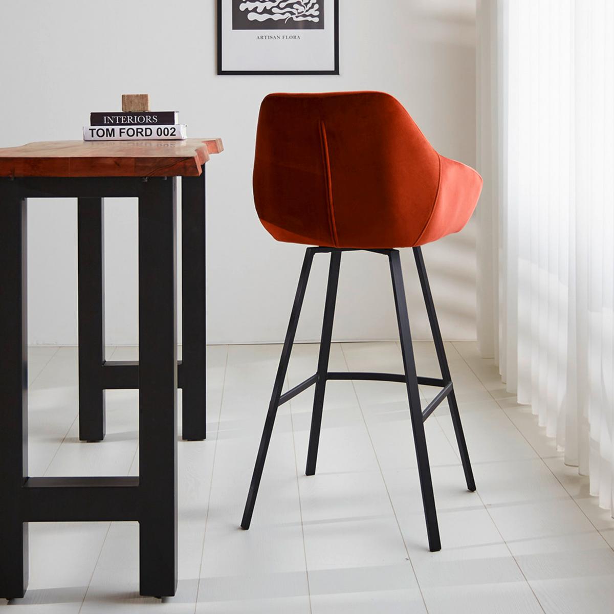 Barhocker-Set Casper Rostfarben B: 55 cm - Rostfarben/Cognac, MODERN, Textil/Metall (55/109/57cm) - MID.YOU