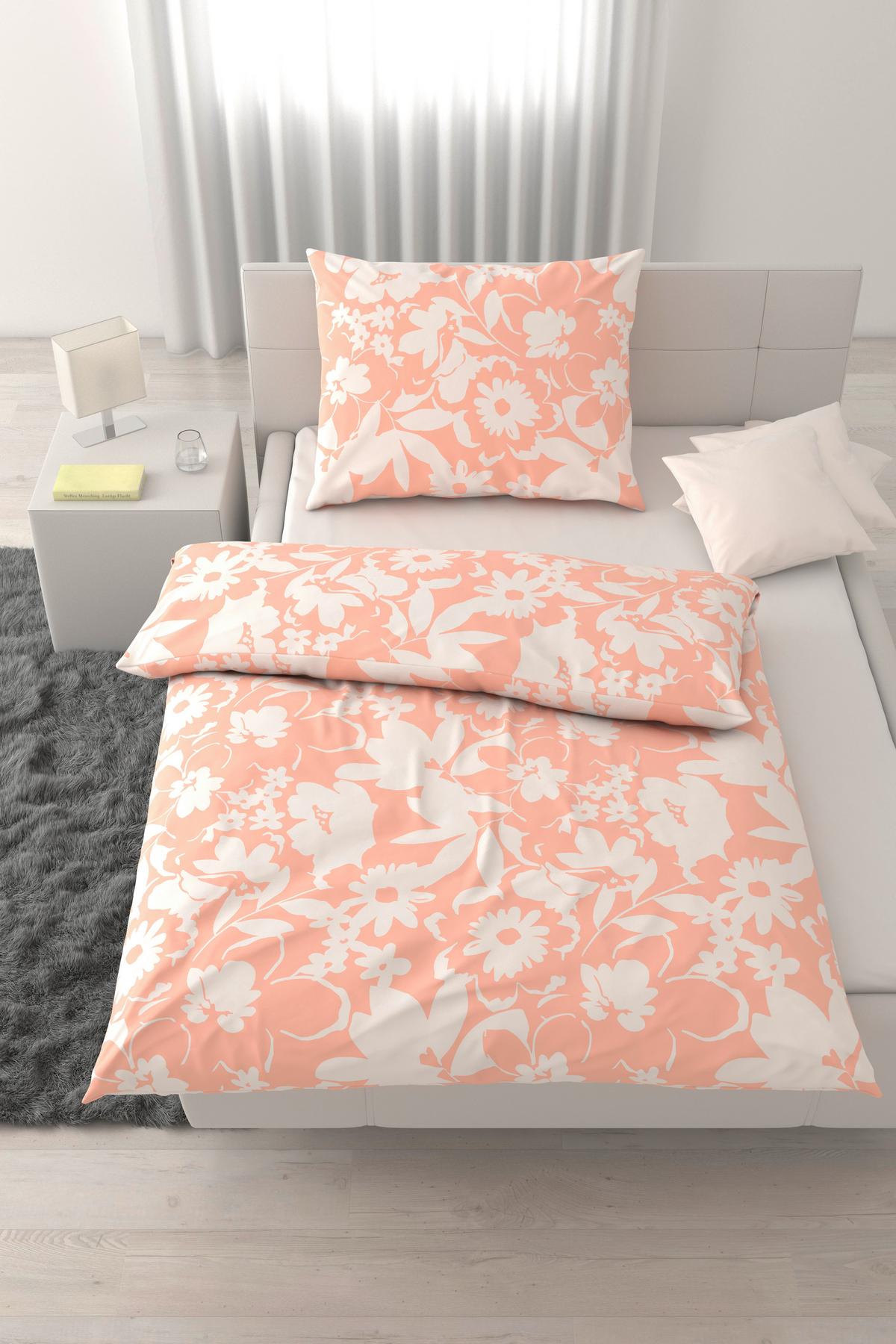 POSTEĽNÁ BIELIZEŇ FLORAL - oranžová, textil (140/200cm) - Mömax