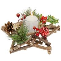 Gyertyatartó Dawson - piros/aranyszínű, Basics, műanyag/üveg (20/8cm) - Ondega