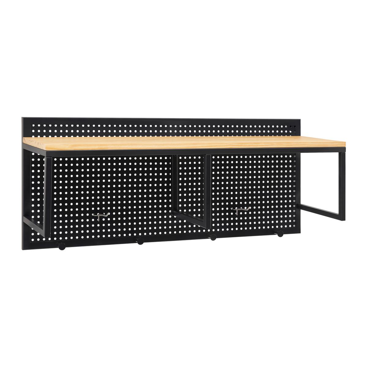Vešiakový panel LORENZO - čierna/farba borovice, Modern, kov/drevo (90/37/25cm) - Bessagi Home