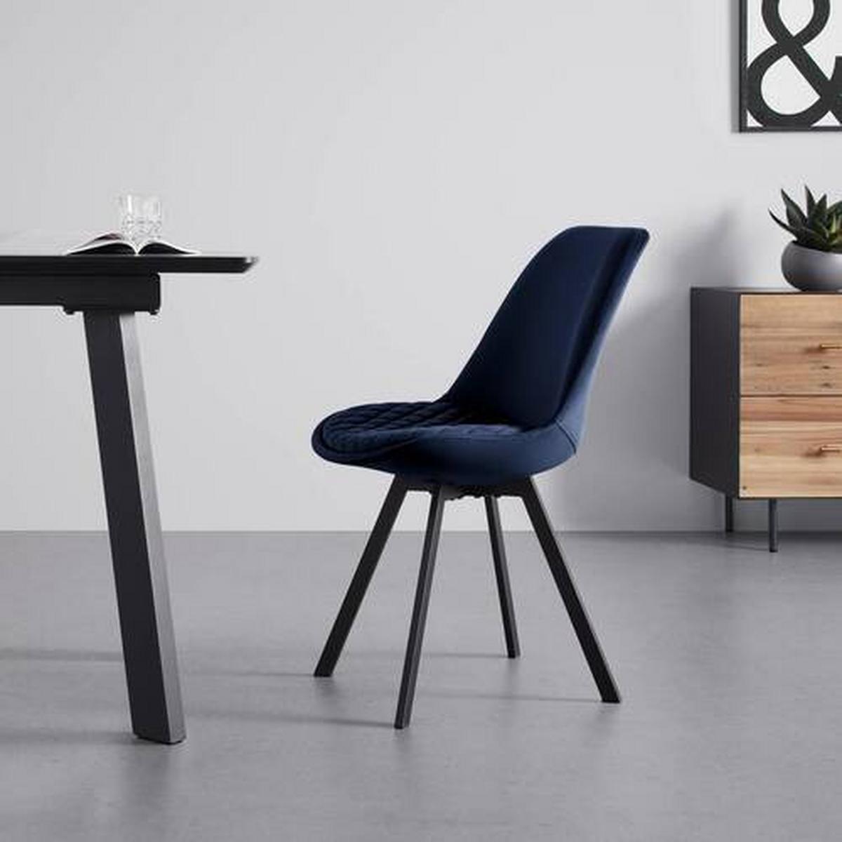 Židle Isabella samet - tmavě modrá - černá/tmavě modrá, Moderní, kov/textil (49/83/53cm) - Livetastic